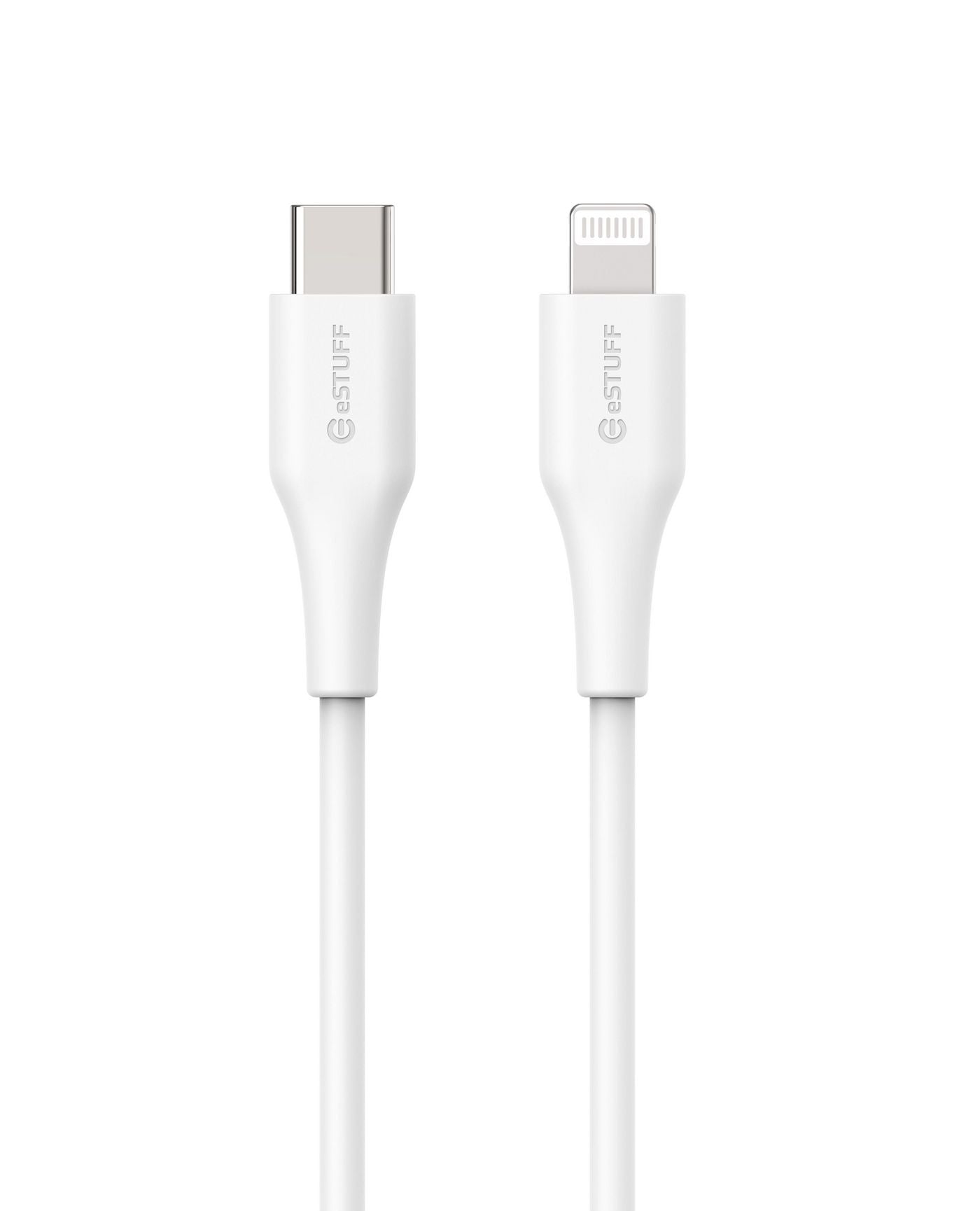 eSTUFF INFINITE USB-C Till Lightning Kabel, Vit Mjuk återvunnen