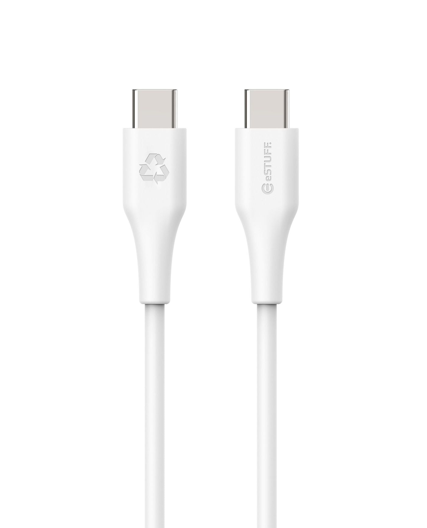 eSTUFF INFINITE USB-C Till USB-C Kabel, Vit Mjuk återvunnen