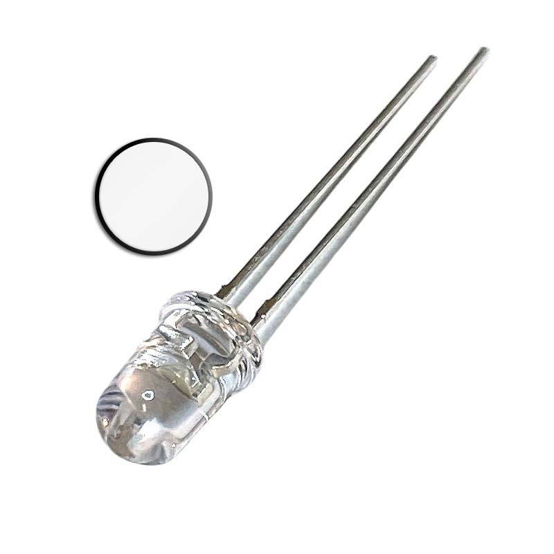 10-pack Lysdiod LED 5mm vit 8500mcd 30° 3.3V, T-1 3/4