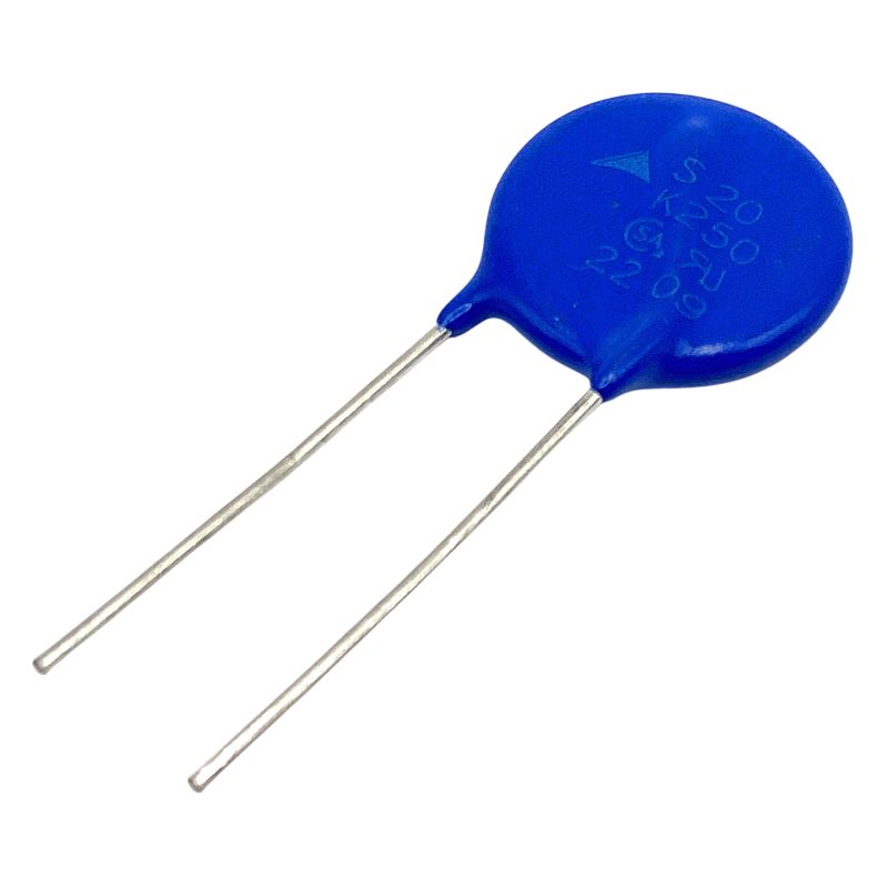 Varistor MOV 250VAC 20mm 8kA 140J för nät- och överspänningsskydd, S20K250