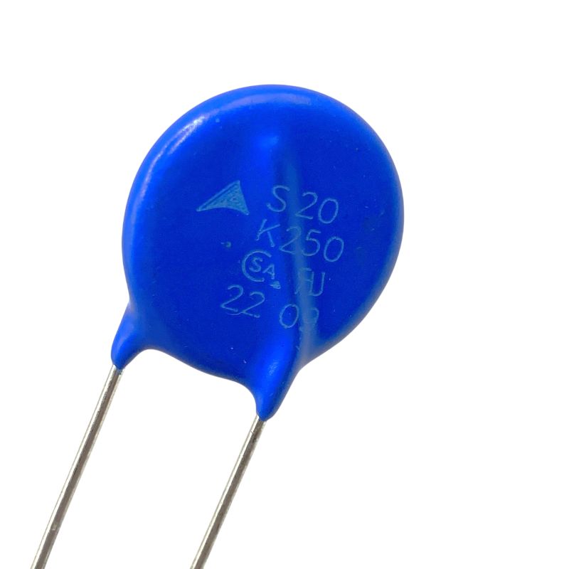 Varistor MOV 250VAC 20mm 8kA 140J för nät- och överspänningsskydd, S20K250