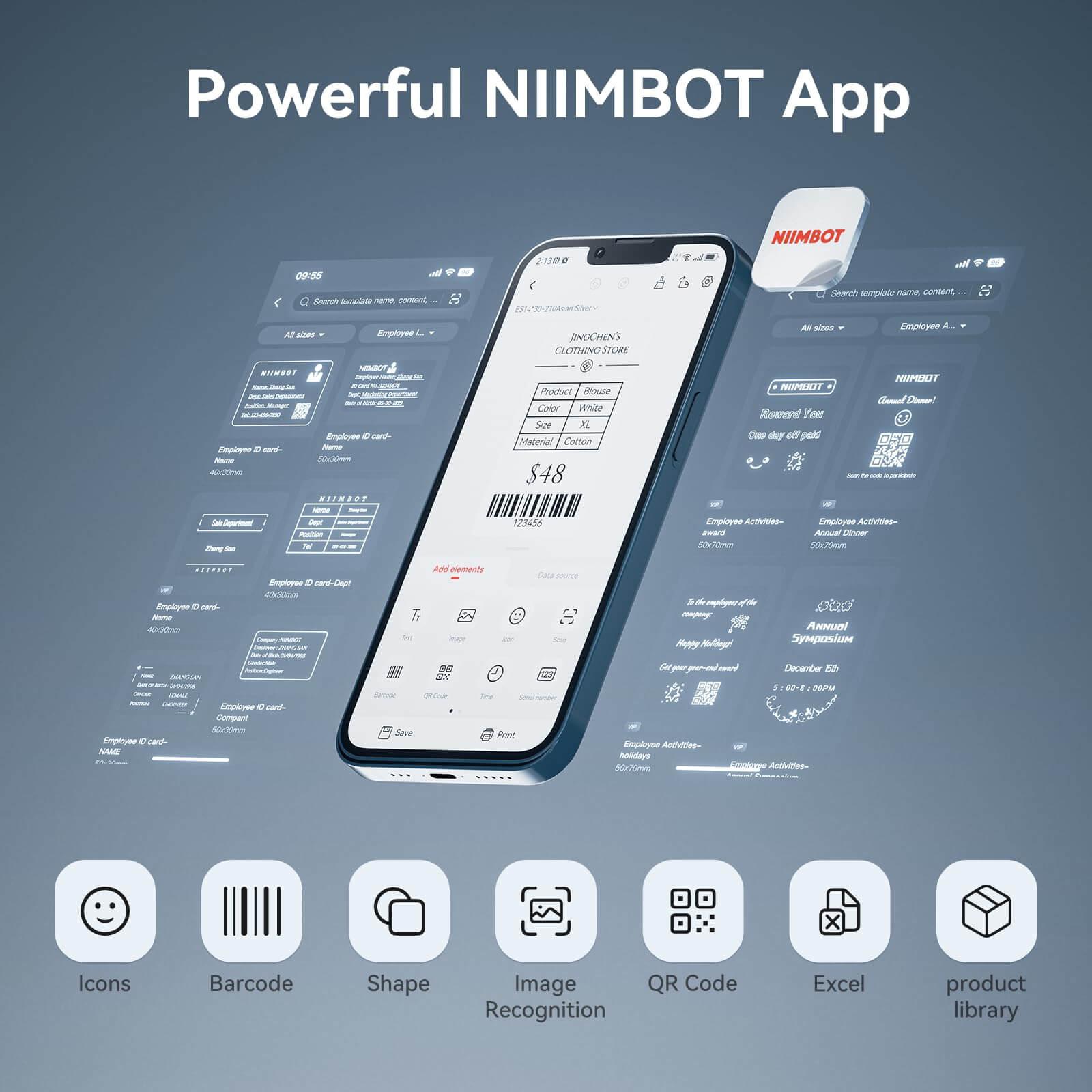 Etikettskrivare Niimbot K3W WiFi/Bluetooth, 203 dpi, termisk, 180 mm/s, blå