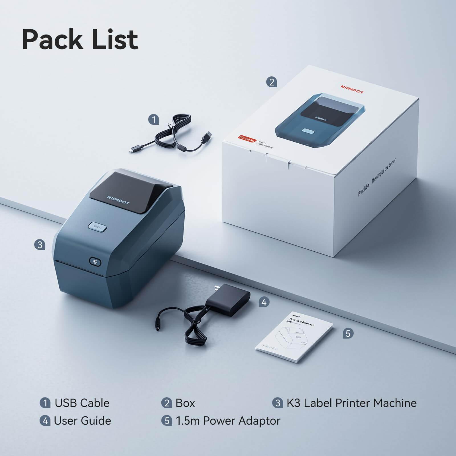 Etikettskrivare Niimbot K3W WiFi/Bluetooth, 203 dpi, termisk, 180 mm/s, blå