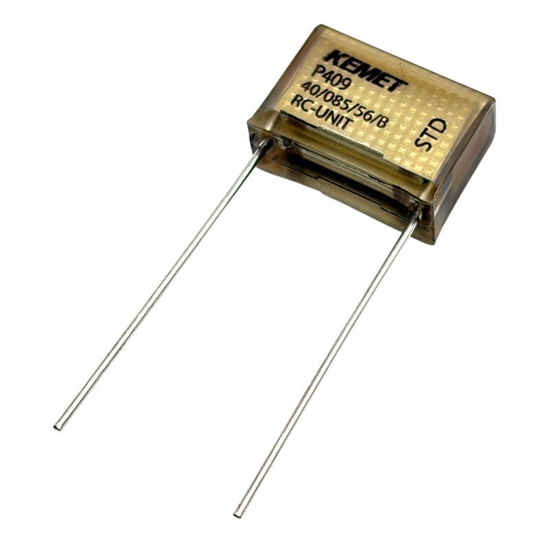 KEMET RIFA P409 Kondensator 0.047uF (47nF+100R X2) 275VAC 85C 18.5x7.3mm, RC-snubber P409QM473M275AH101