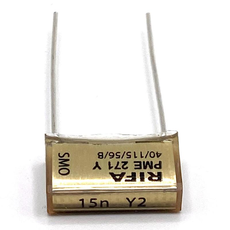 KEMET RIFA PME271 Y2 Kondensator 0.015uF (15nF) 300VAC 110C 18.5x5.5x11mm, PME271YB5150MR30 RM15.2mm