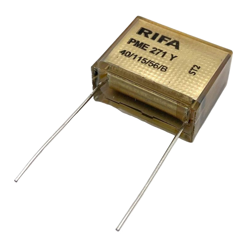KEMET RIFA PME271 Y2 Kondensator 0.1uF (100nF) 300VAC 110C 27x12x22mm, PME271YD6100MR30 RM22.5mm
