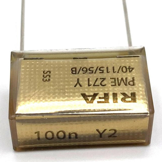 KEMET RIFA PME271 Y2 Kondensator 0.1uF (100nF) 300VAC 110C 30.5x12.1x19mm, PME271YE6100MR30 RM25.4mm