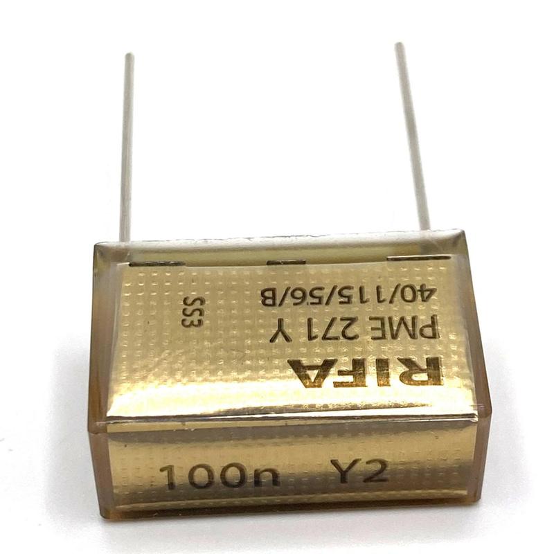 KEMET RIFA PME271 Y2 Kondensator 0.1uF (100nF) 300VAC 110C 30.5x12.1x19mm, PME271YE6100MR30 RM25.4mm
