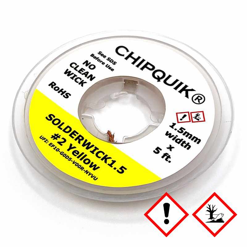 Avlödningsfläta 1.5mm, SOLDERWICK1.5 #2 Gul, 1.52m