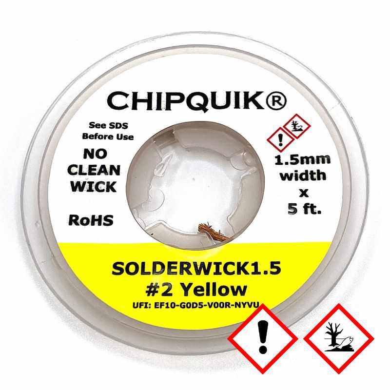 Avlödningsfläta 1.5mm, SOLDERWICK1.5 #2 Gul, 1.52m