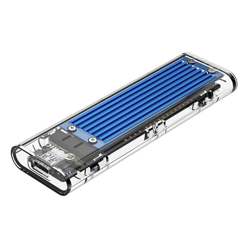 Orico M.2 NVMe SSD-kabinett USB-C 3.1 Gen 2 10 Gbps, transparent blå