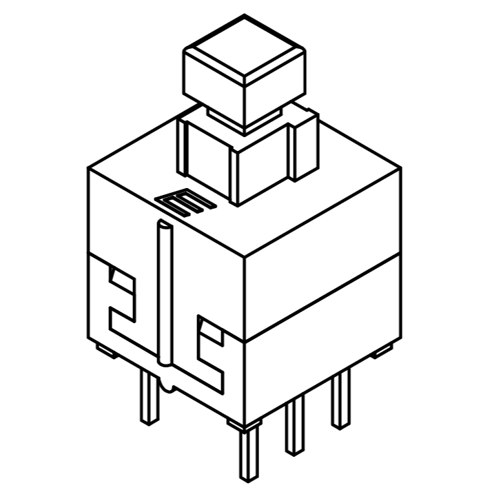 E-Switch 8X8X14MM PCB-tryckströmbrytare DPDT ON-ON 100mA 30V 8x8x14mm