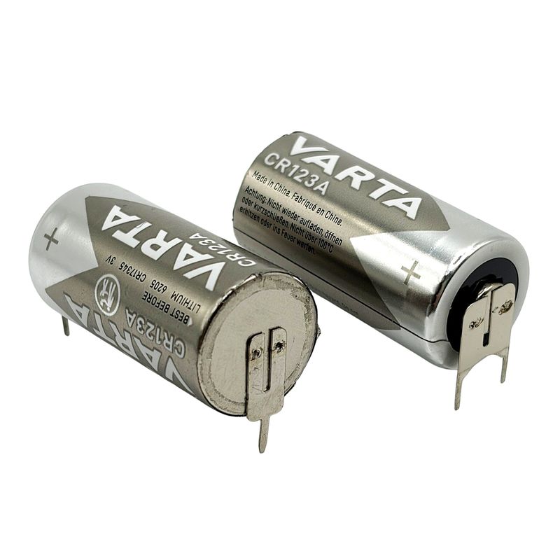 2st Batterier CR123A till larmsiren SAAB 9-3 & 9-5, med lödöron för montering på kretskort