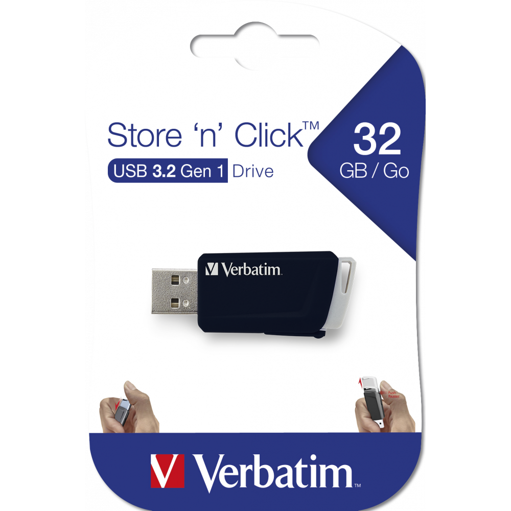 Verbatim Store 'N' Click USB 3.2 minne 32GB, Svart