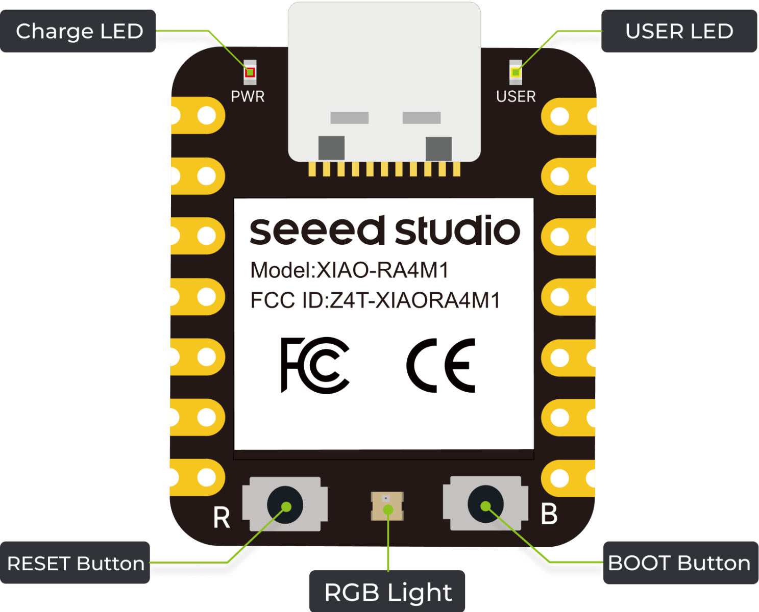 Seeed XIAO RA4M1 utvecklingskort ARM Cortex-M4 32-bit