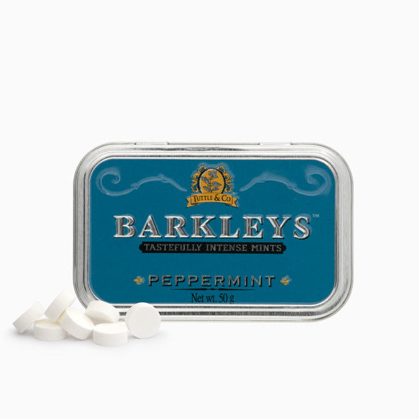 Barkleys pepparmint, pastiller i plåtask 50g