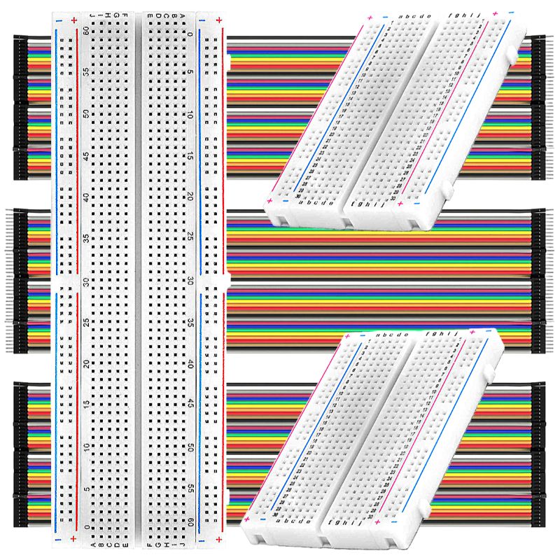 Kit med 3st breadboards och 3x40st dupont-kablar