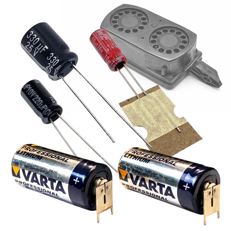 Reparationskit larmsiren SAAB 9-3 & 9-5, CR123A batterier samt kondensatorer
