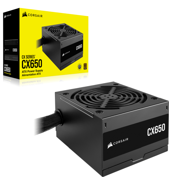 Corsair CX650 650W ATX Nätaggregat 80+ Bronze, 120mm fläkt, svart