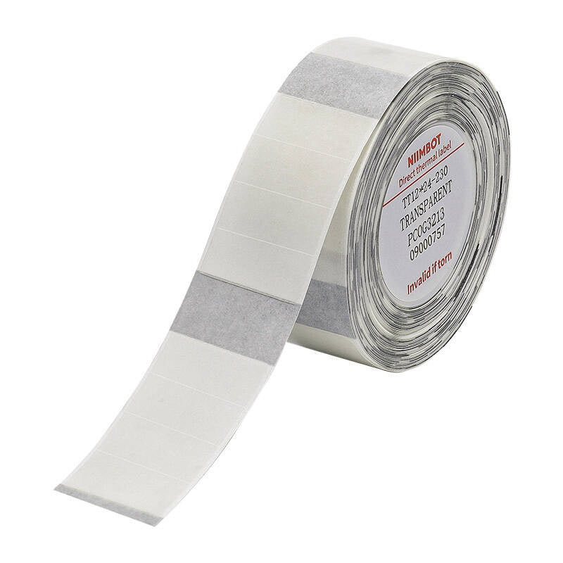 Etiketter 12x24mm 230st, termiska transparenta Niimbot T-rulle för H1S