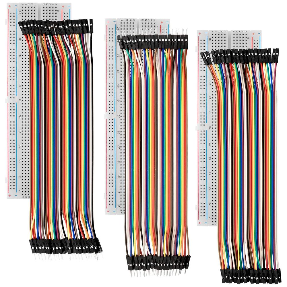 Kit med 3st breadboards och 3x40 jumper-kablar