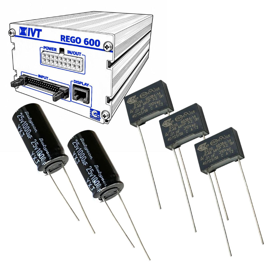 Kondensator-kit 5st komponenter, IVT/Bosch Rego 600, elektrolyter samt X-klassade (modell 637, 637E & 638)