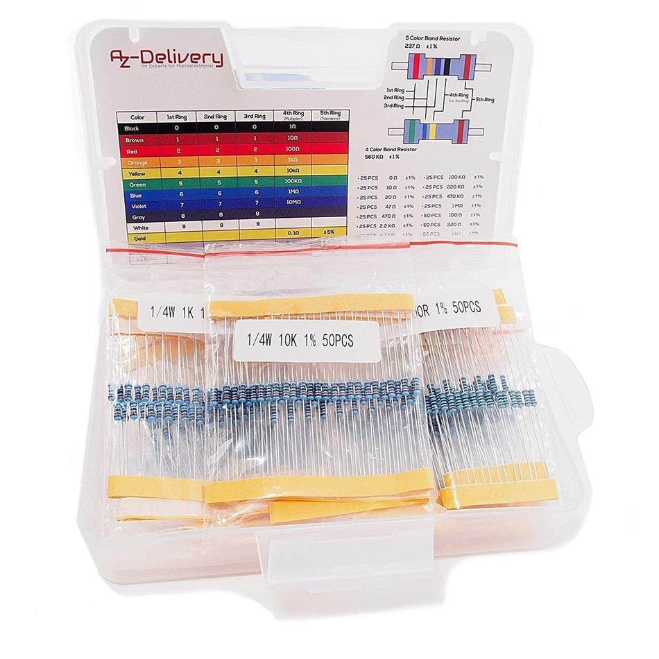 Komplett paket med med resistorer 0-1MΩ 0.25W kit, 525st